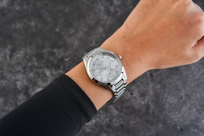 Armani Exchange AX5654 Ladies Silver Dial Stainless Steel Strap