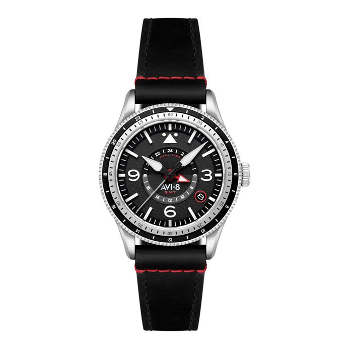 AVI-8 Rubber Black AV-4128-01 Flyboy Airmaster GMT Automatic Black
