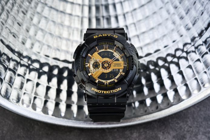 Casio Baby-G BA-110X-1ADR Digital Analog Gold Dial Black Resin Band
