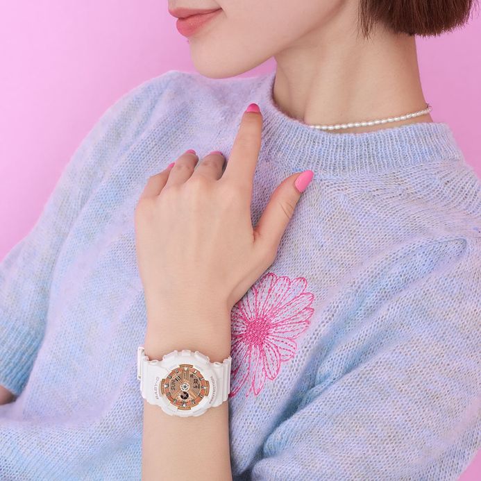 White and rose gold baby g hot sale