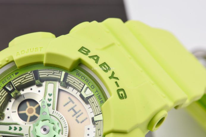 Casio Baby-G BA-110YK-3ADR Y2K Inspired Digital Analog Dial Green Resin Band