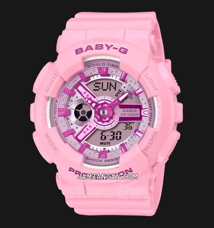 Casio Baby-G BA-110YK-4ADR Y2K Inspired Digital Analog Dial Pink Resin Band