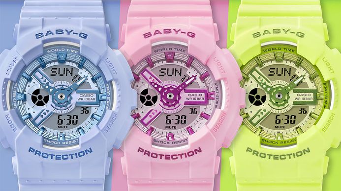 Casio Baby-G BA-110YK-4ADR Y2K Inspired Digital Analog Dial Pink Resin Band