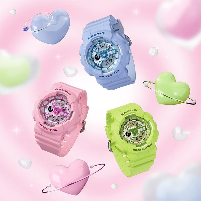 Casio Baby-G BA-110YK-4ADR Y2K Inspired Digital Analog Dial Pink Resin Band