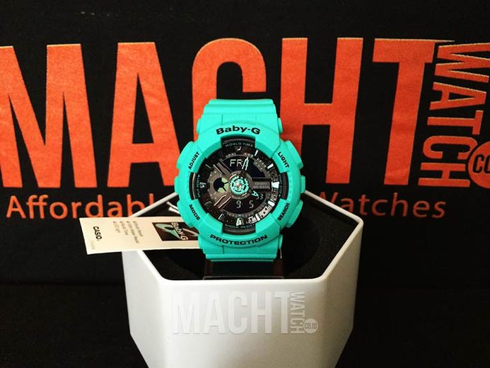 Casio Baby-G BA-111-3A BA-111-3ADR Black Digital Analog Dial Green