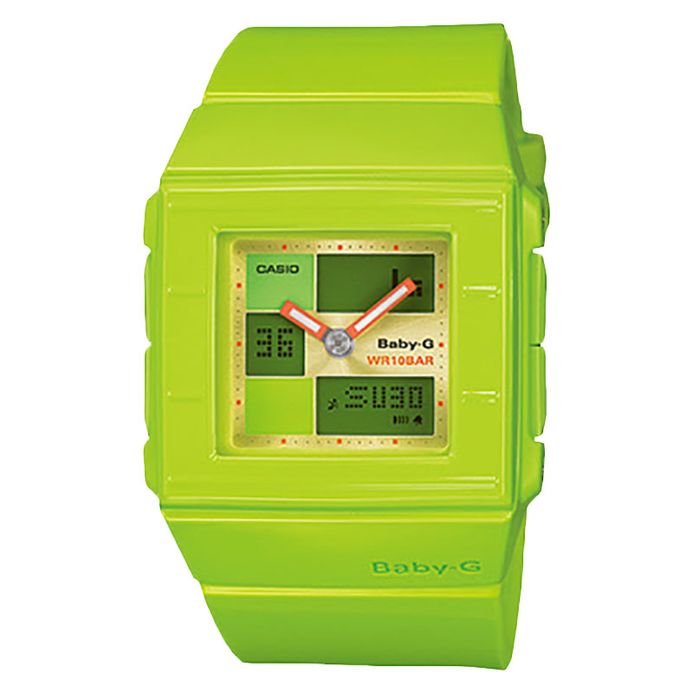 Casio Baby-G BGA-200-3EDR Digital Analog Dial Green Resin Strap