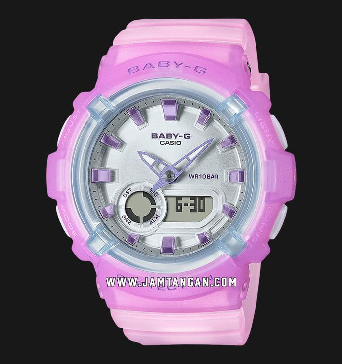 Casio Baby-G BGA-280-6ADR Standard Ladies Digital Analog Dial Light Purple Clear Resin Band