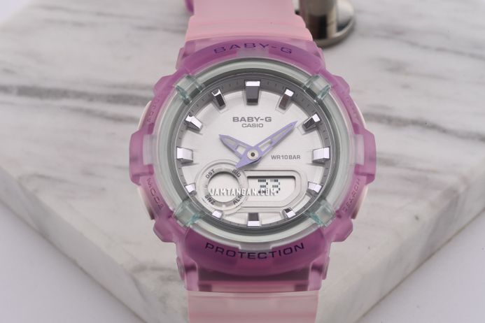 Casio Baby-G BGA-280-6ADR Standard Ladies Digital Analog Dial Light Purple Clear Resin Band
