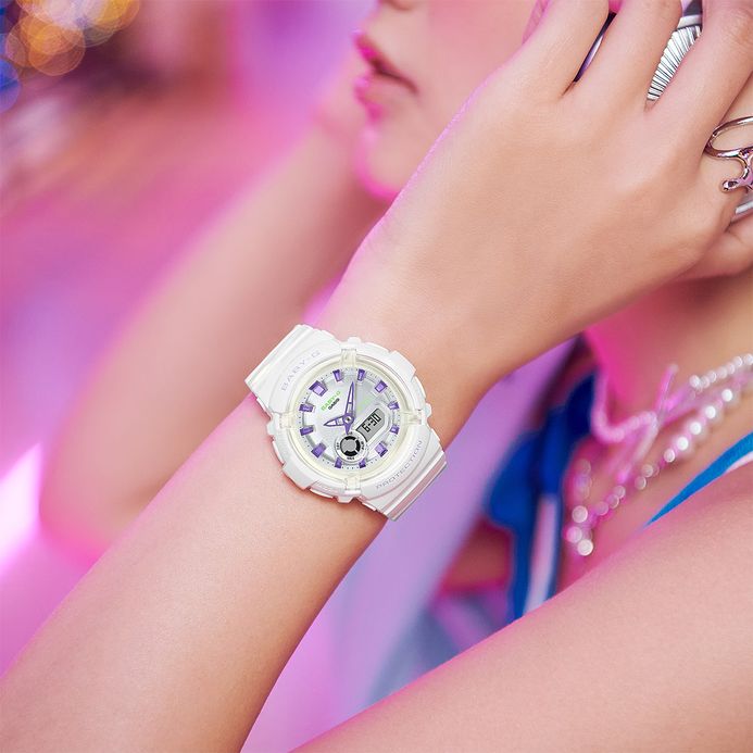 Casio Baby-G BGA-280DN-7ADR Dance Floor Digital Analog Dial White Resin Band