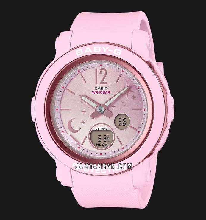 Casio Baby-G BGA-290DS-4ADR Moon & Stars Digital Analog Gradation Dial Pink Resin Band