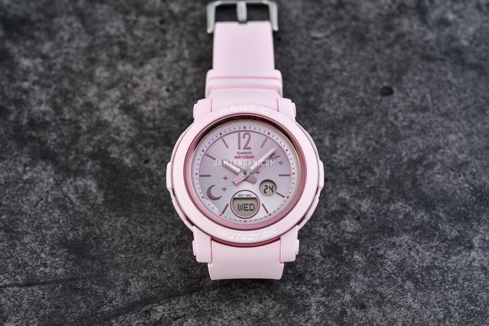 Casio Baby-G BGA-290DS-4ADR Moon & Stars Digital Analog Gradation Dial Pink Resin Band