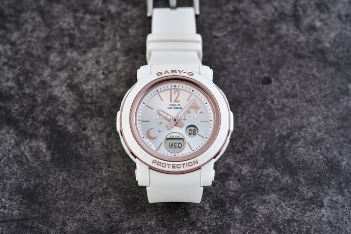 Casio Baby-G BGA-290DS-7ADR Moon & Stars Digital Analog Gradation Dial White Resin Band