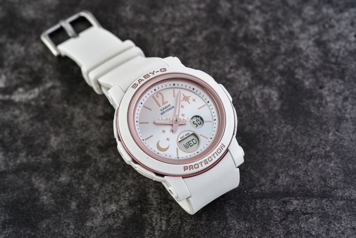 Casio Baby-G BGA-290DS-7ADR Moon & Stars Digital Analog Gradation Dial White Resin Band