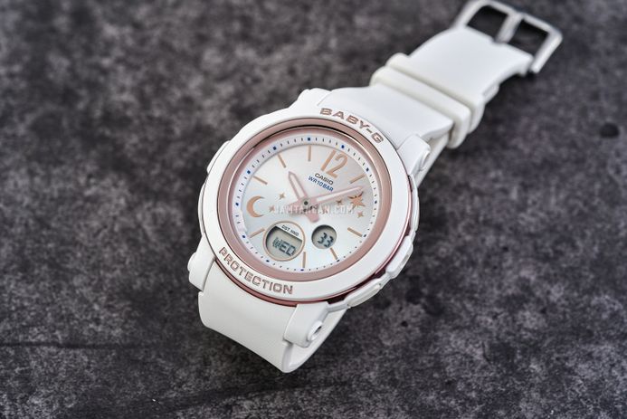 Casio Baby-G BGA-290DS-7ADR Moon & Stars Digital Analog Gradation Dial White Resin Band
