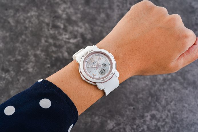 Casio Baby-G BGA-290DS-7ADR Moon & Stars Digital Analog Gradation Dial White Resin Band