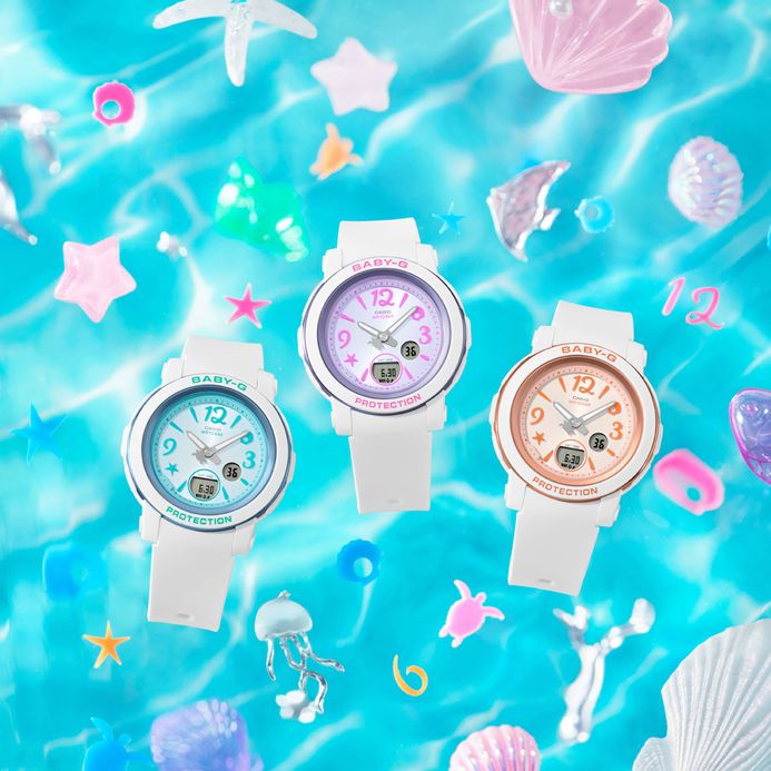 Casio Baby-G BGA-290US-2ADR Sea Elements Series Digital Analog Dial White Resin Band
