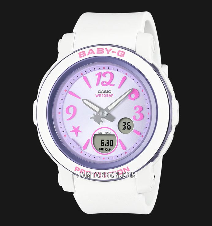 Casio Baby-G BGA-290US-6ADR Sea Elements Series Digital Analog Purple Dial White Resin Band