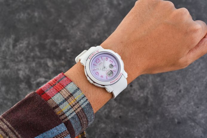 Casio Baby-G BGA-290US-6ADR Sea Elements Series Digital Analog Purple Dial White Resin Band