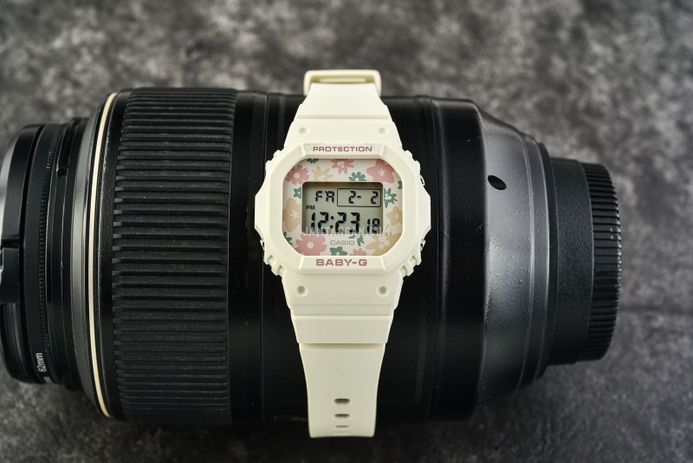 Casio Baby-G BGD-565RP-7DR Retro Pop Floral Pattern Digital White Dial White Pastel Resin Band