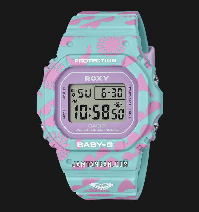 Casio Baby-G X Roxy BGD-565RX-2JR 30th Anniversary Digital Dial Blue Pattern Resin Band
