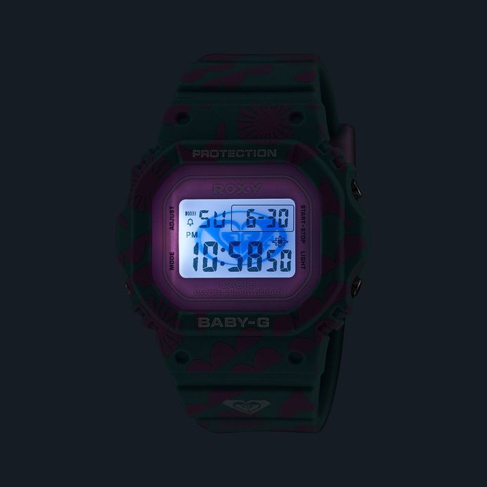 Casio Baby-G X Roxy BGD-565RX-2JR 30th Anniversary Digital Dial Blue Pattern Resin Band