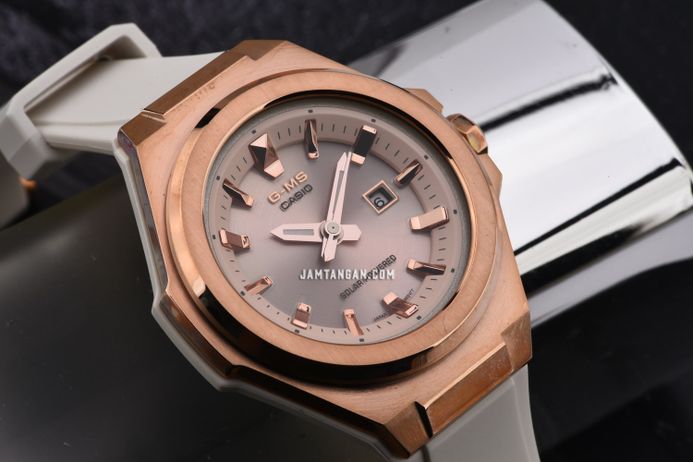 Casio Baby-G MSG Series MSG-S500G-7A2DR Ladies Tough Solar Rose Gold Dial White Resin Band