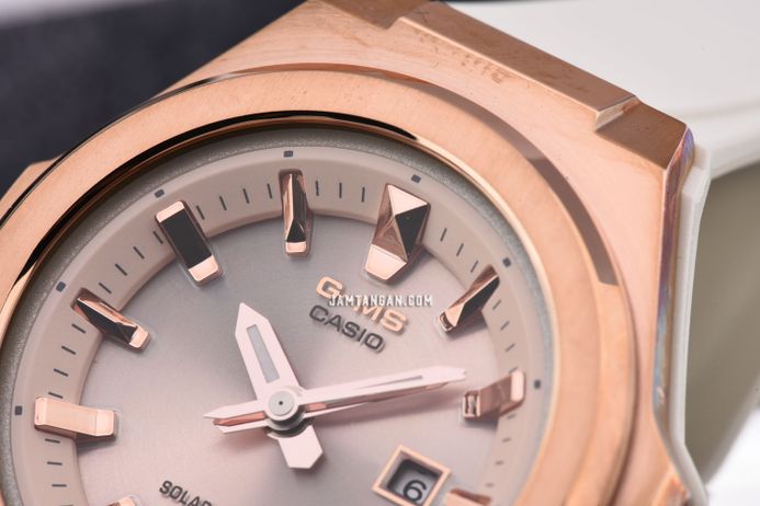 Casio Baby-G MSG Series MSG-S500G-7A2DR Ladies Tough Solar Rose Gold Dial White Resin Band