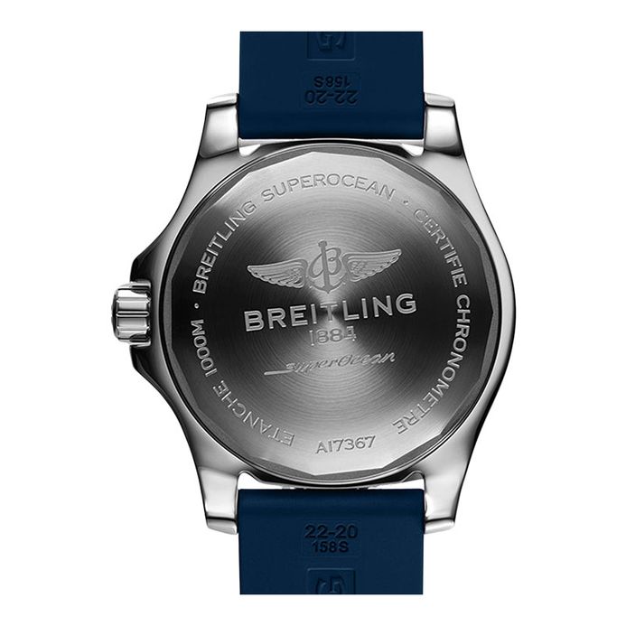 Breitling Superocean A17367D81C1S1 Automatic 44 Chronometer Blue Dial Blue  Rubber Strap