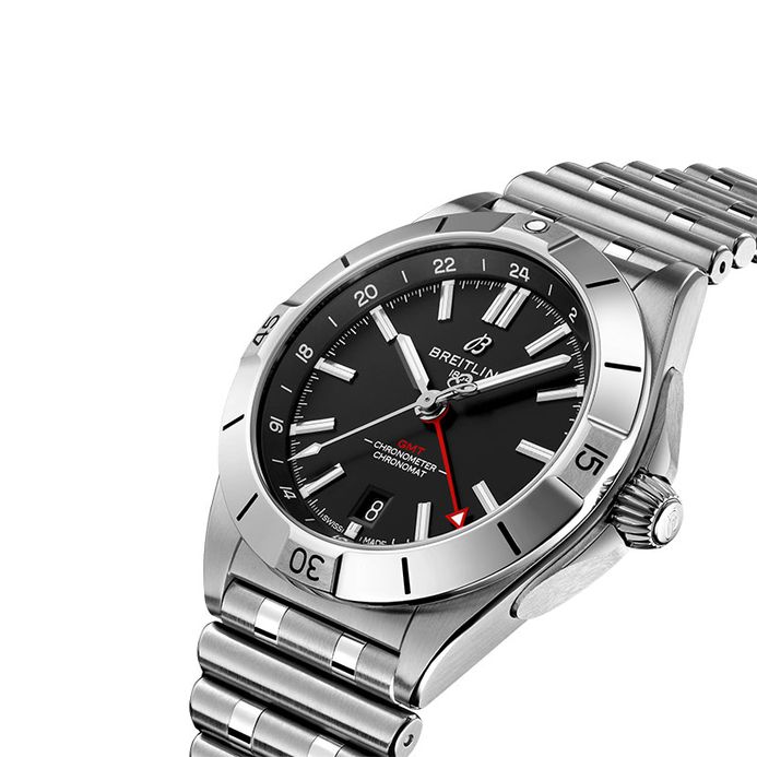 Breitling Chronomat A32398101B1A1 Automatic GMT 40 Black Dial Stainless  Steel Strap