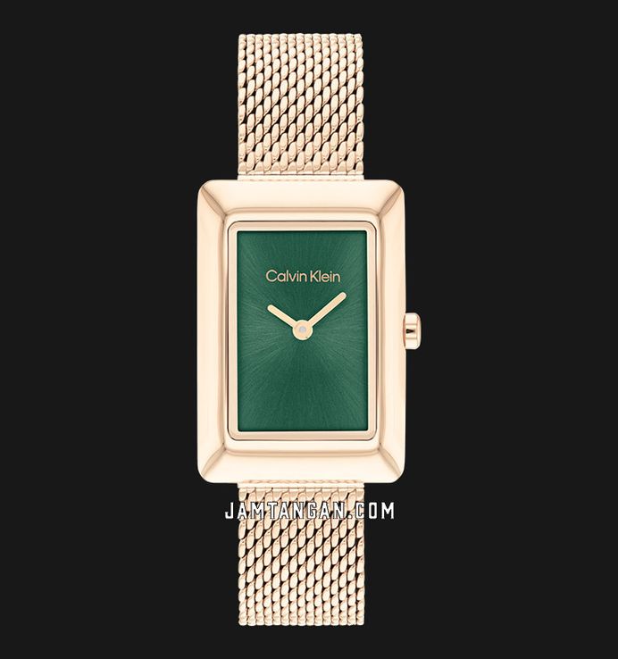 Calvin Klein Styled 25200395 Green Dial Rose Gold Stainless Steel Strap