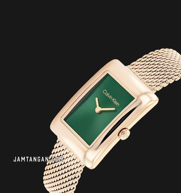 Calvin Klein Styled 25200395 Green Dial Rose Gold Stainless Steel Strap