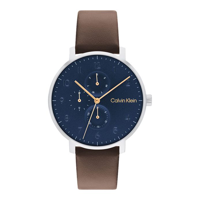 Calvin Klein Stun 25200406 Blue Dial Brown Leather Strap