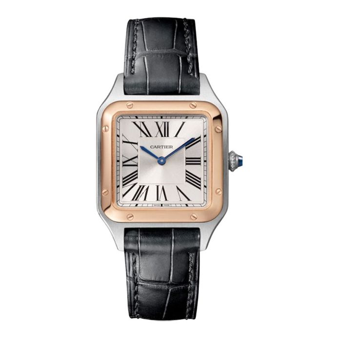 Cartier Santos Dumont W2SA0012 Silver Sunray Effect Dial Black
