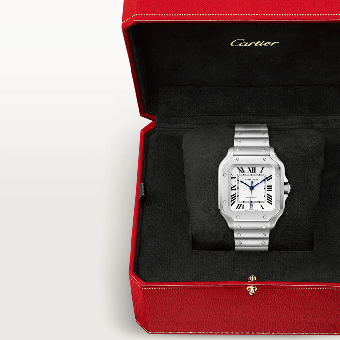 Cartier Santos de Cartier WSSA0018 Men White Dial Stainless Steel Strap