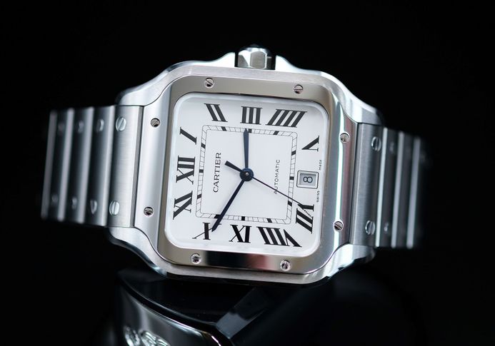 Cartier Santos de Cartier WSSA0018 Men White Dial Stainless Steel Strap
