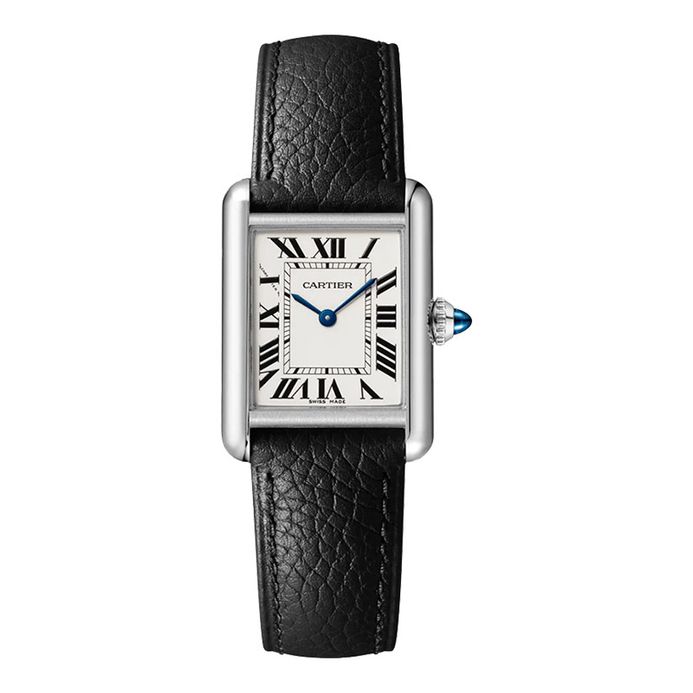 Cartier Tank Must WSTA0042 Silver Dial Black Leather Strap