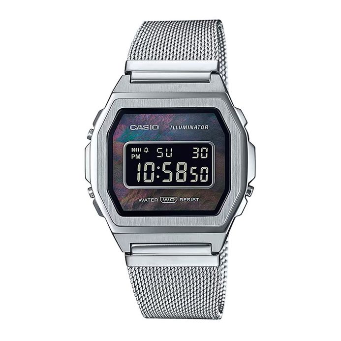 Casio General A1000M-1BEF Digital Dial Stainless Steel Band