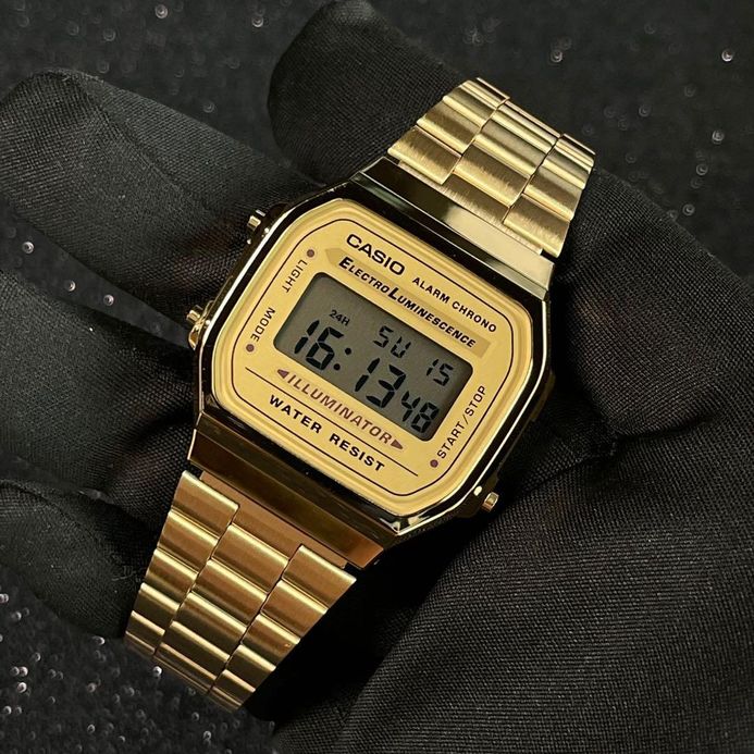 Casio General Retro A168WG-9WDF Digital Dial Gold Tone Stainless Steel Band