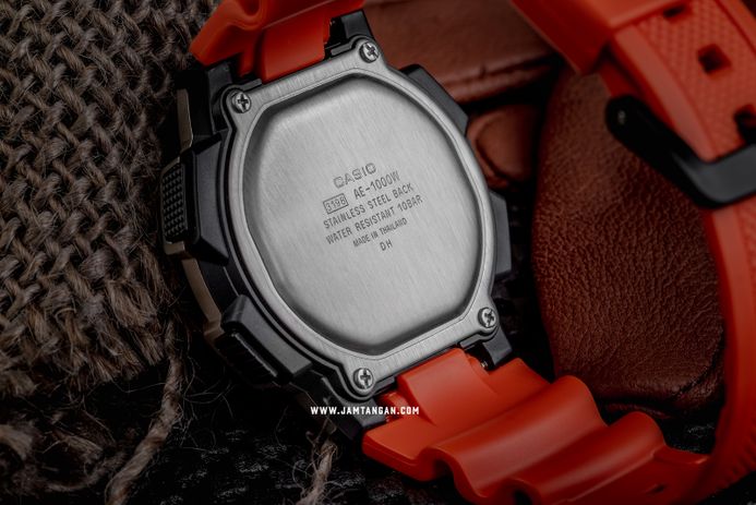 Casio General AE-1000W-4BVDF 10 Year Battery Water Resistance 100M Orange Resin Band