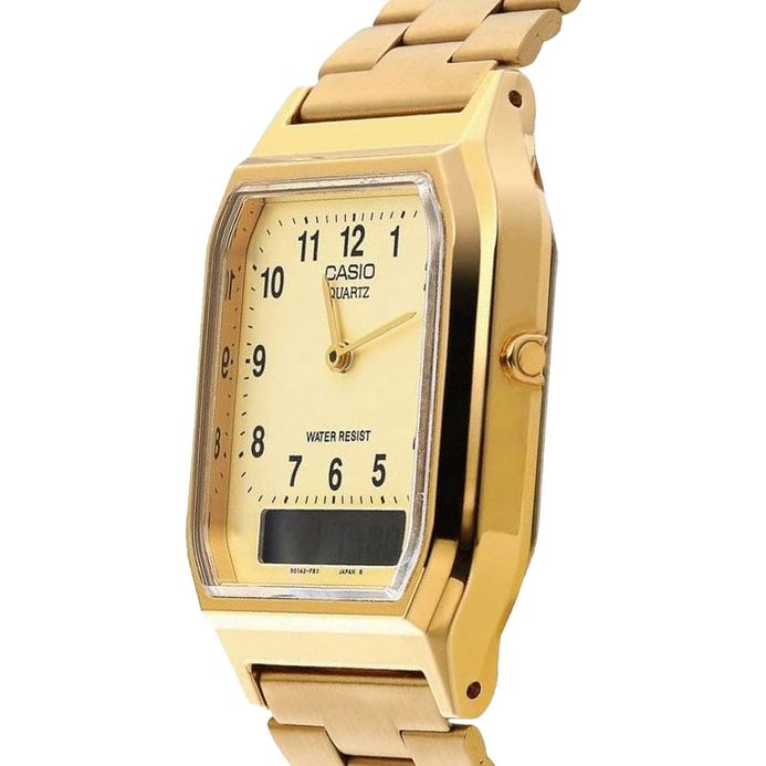 Casio General AQ-230GA-9BMQ Digital Analog Dial Gold Stainless