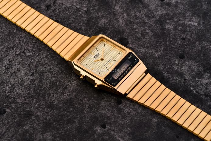 Casio General AQ-800EG-9ADF Light Gold Dial Gold Stainless Steel Band