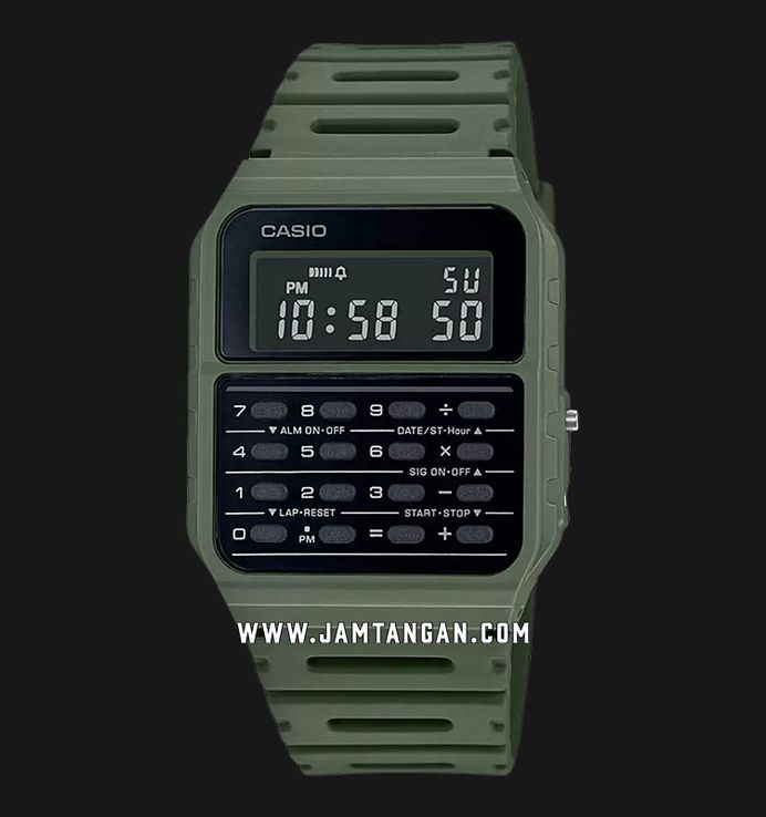 Casio General CA-53WF-3BDF Data Bank Digital Dial Green Resin Band