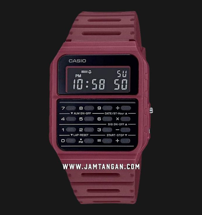 Casio General CA-53WF-4BDF Data Bank Digital Dial Red Resin Band