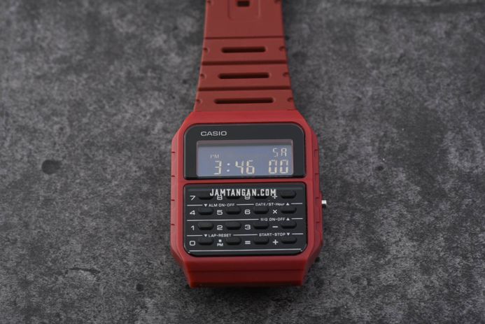 Casio General CA-53WF-4BDF Data Bank Digital Dial Red Resin Band