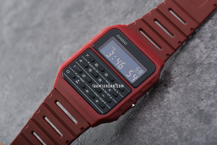 Casio General CA-53WF-4BDF Data Bank Digital Dial Red Resin Band