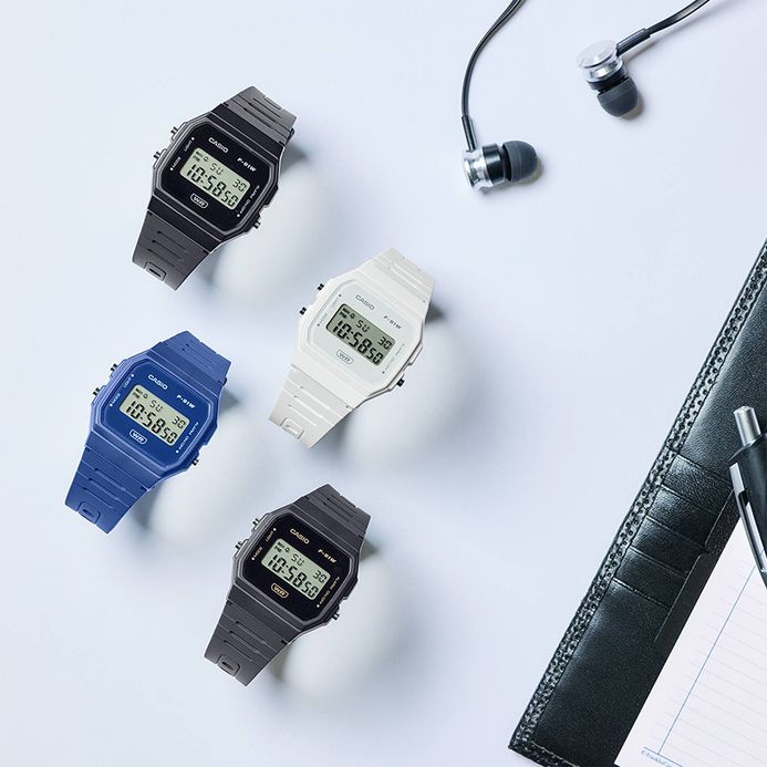 Casio General F-91WB-7ADF Digital Dial White Resin Band