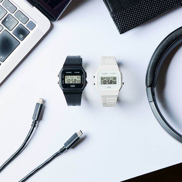 Casio General F-91WB-7ADF Digital Dial White Resin Band