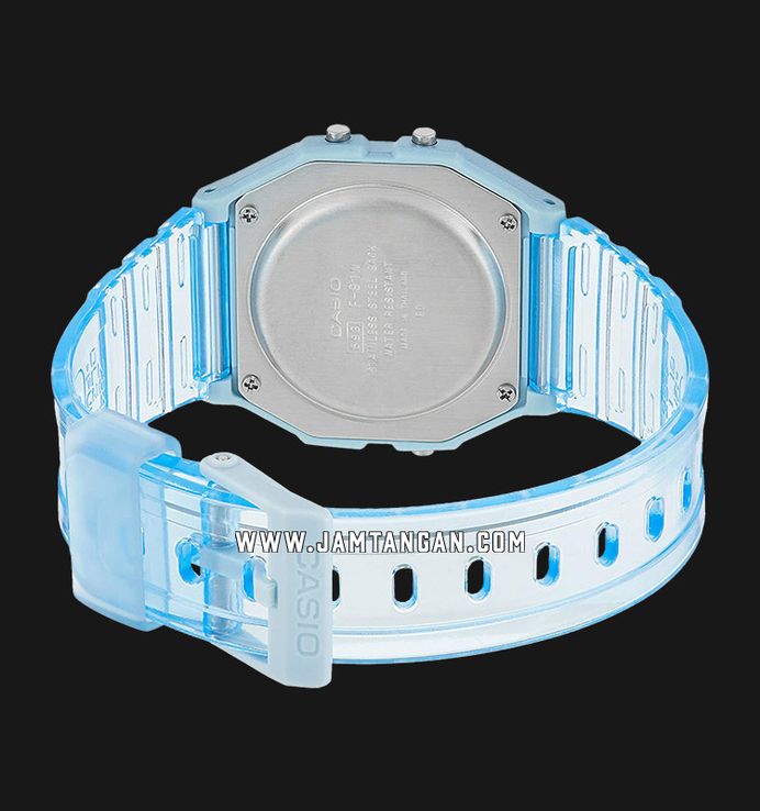 Casio General F-91WS-2DF Digital Dial Light Blue Clear Rubber Band