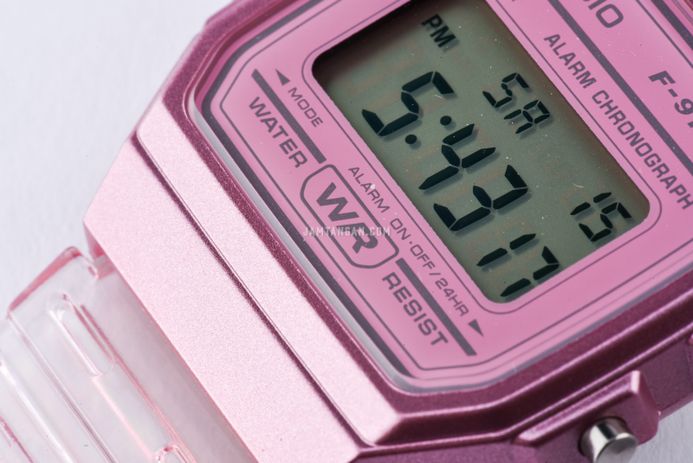 Casio General F-91WS-4DF Digital Dial Light Pink Clear Rubber Band