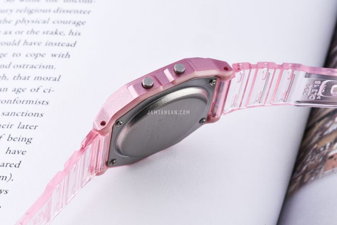 Casio General F-91WS-4DF Digital Dial Light Pink Clear Rubber Band